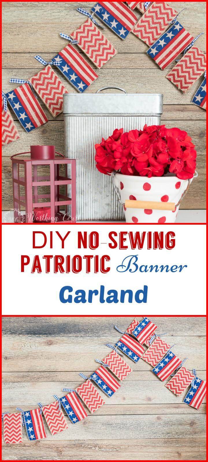 DIY no-sewing patriotic banner garland